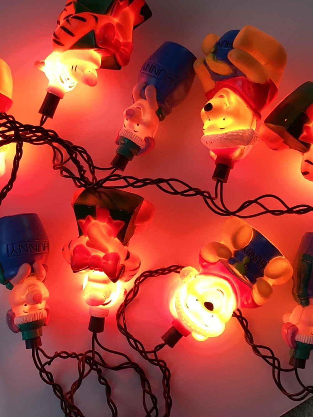 Vintage Disney Pooh Christmas String of Lights Tree Trimmer Piglet Tigger 9’